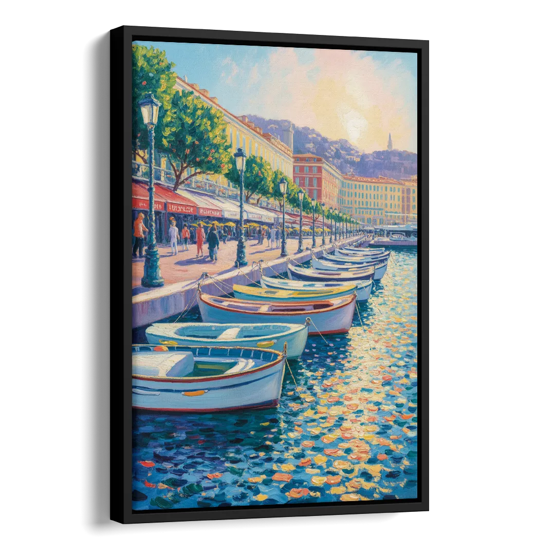 Port of Nice Side - Black Canvas Wall Art