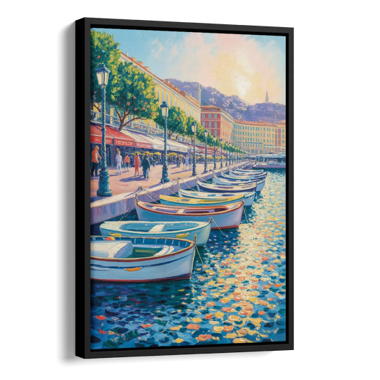 Port of Nice Side - Black Canvas Wall Art
