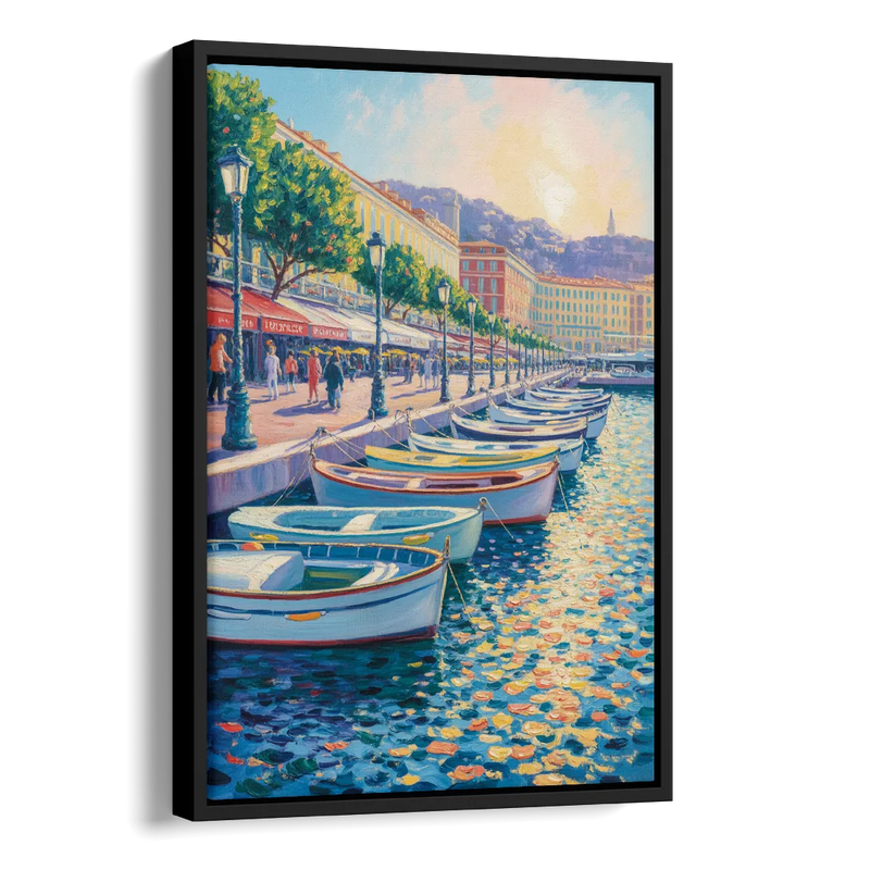 Port of Nice Side - Black Canvas Wall Art