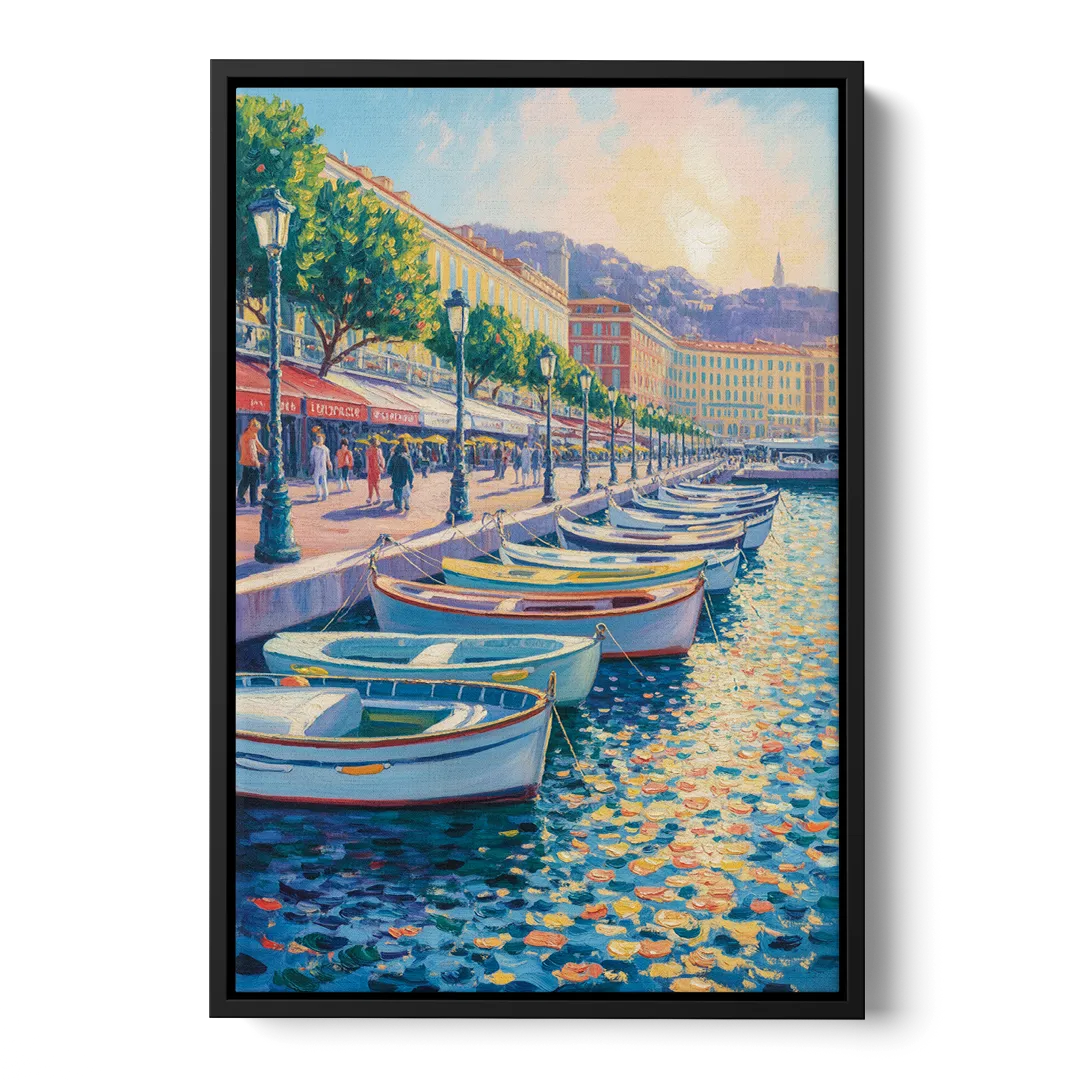Port of Nice Front - Black Canvas Wall Art