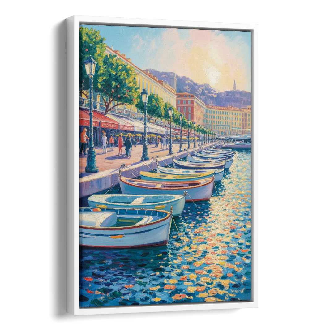 Port of Nice Side - White Canvas Wall Art