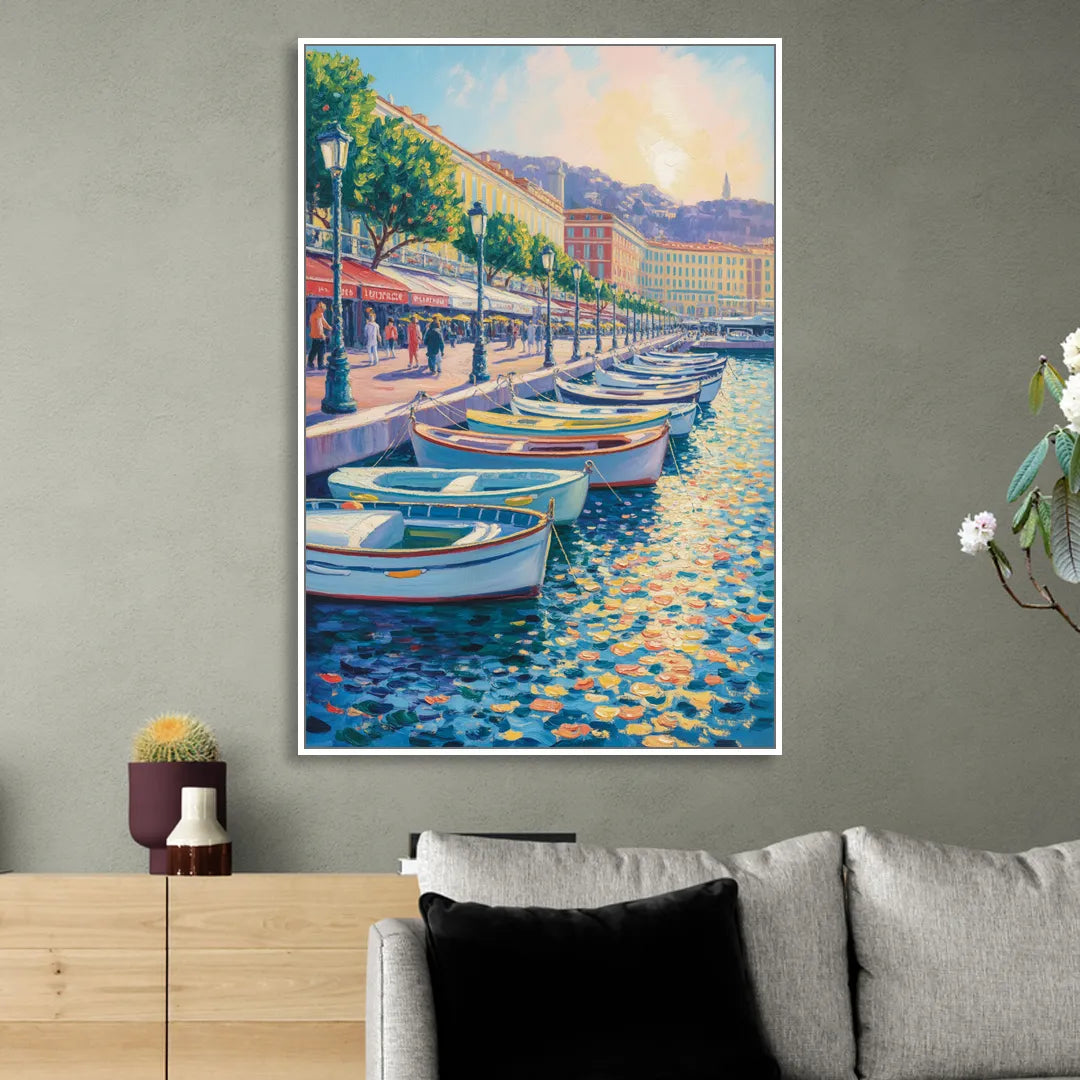 Port of Nice Sitting Room - White Canvas Wall Art