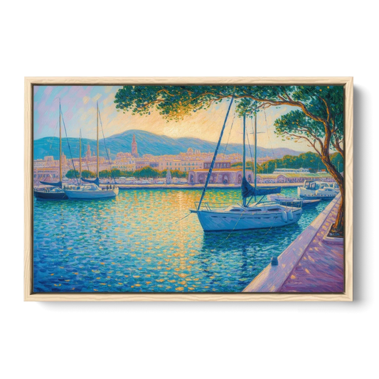 Port of Palma Serenity - Oak Framed Canvas Wall Art - Front