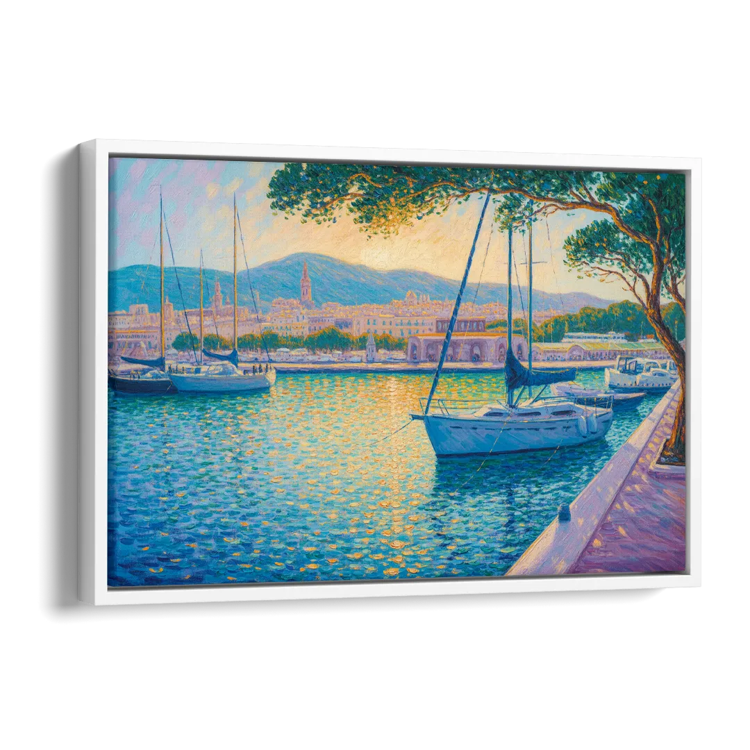 Port of Palma Serenity Side - White Canvas Wall Art