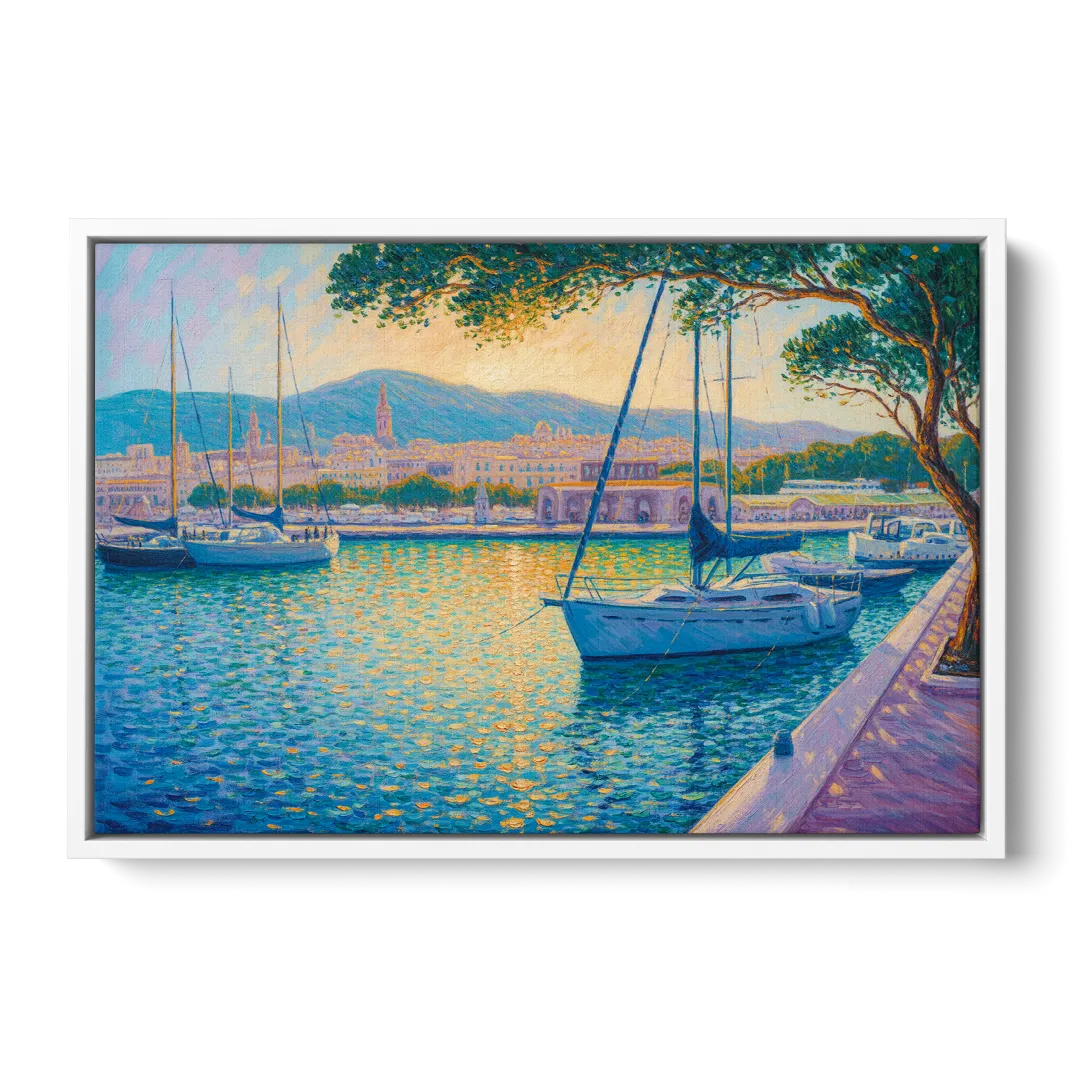 Port of Palma Serenity Front - White Canvas Wall Art
