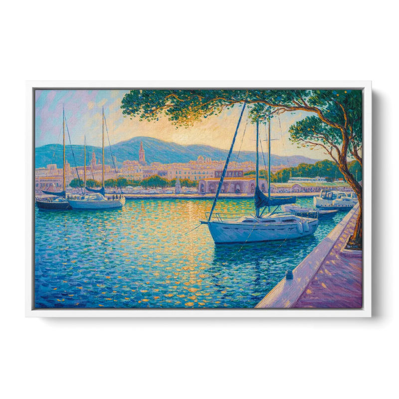 Port of Palma Serenity Front - White Canvas Wall Art