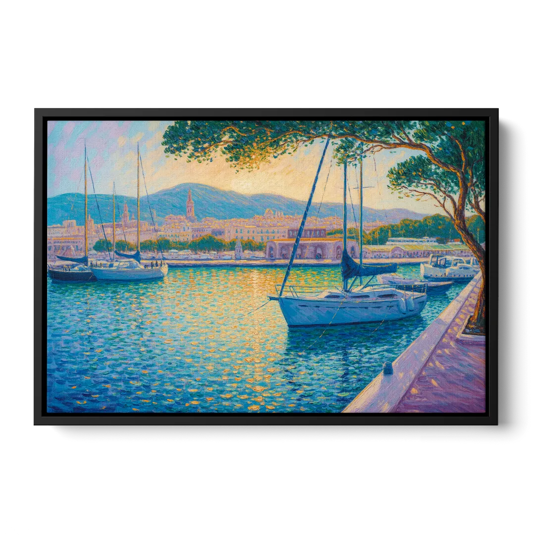 Port of Palma Serenity Front - Black Canvas Wall Art