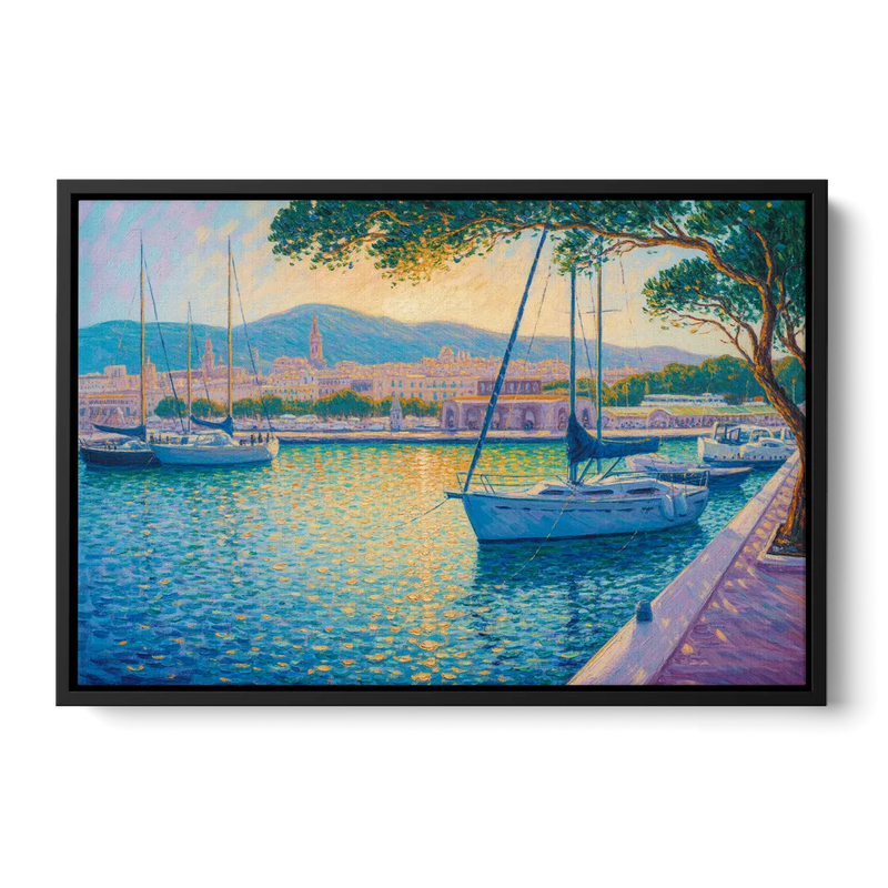 Port of Palma Serenity Front - Black Canvas Wall Art