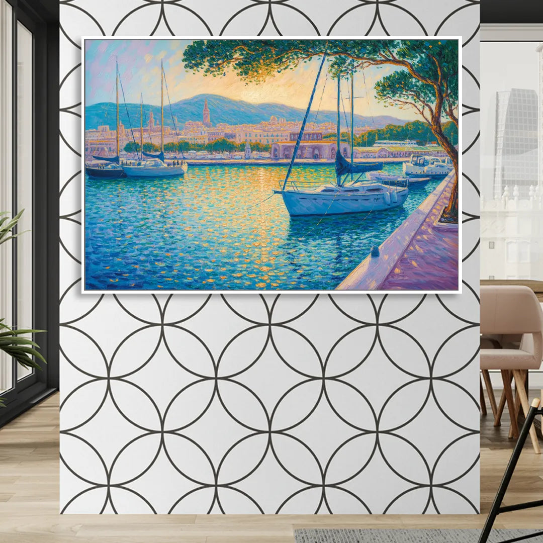 Port of Palma Serenity Living Room - White Canvas Wall Art