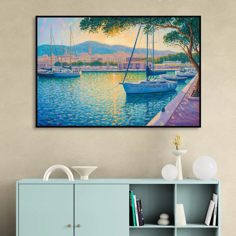 Port of Palma Serenity Living Room - Black Canvas Wall Art