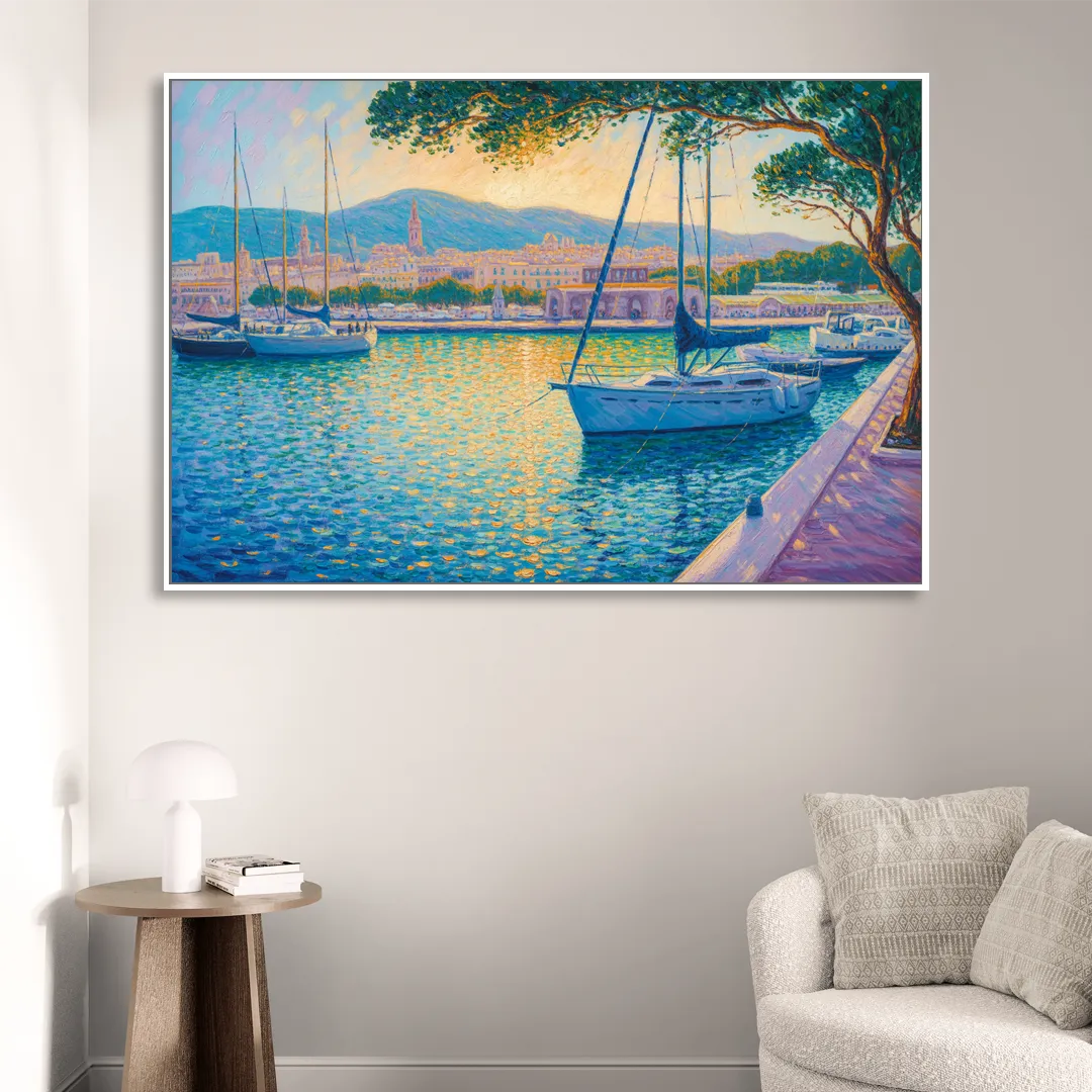 Port of Palma Serenity Sitting Room - White Canvas Wall Art