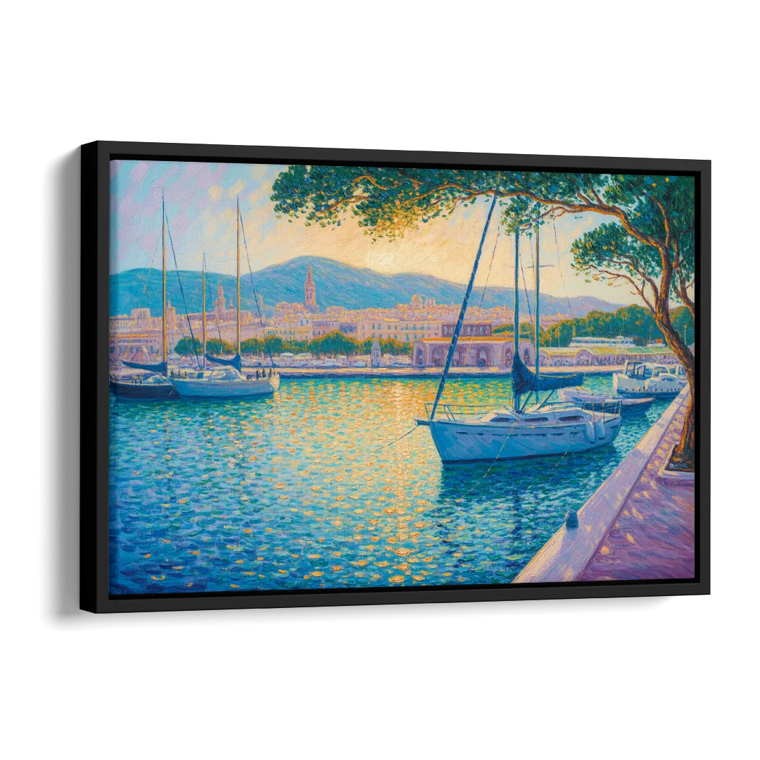 Port of Palma Serenity Side - Black Canvas Wall Art