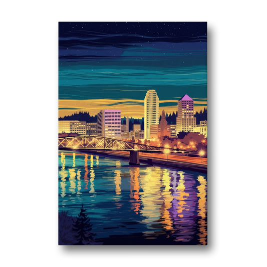 Portland Downtown Lights - Canvas Wall Art - Front