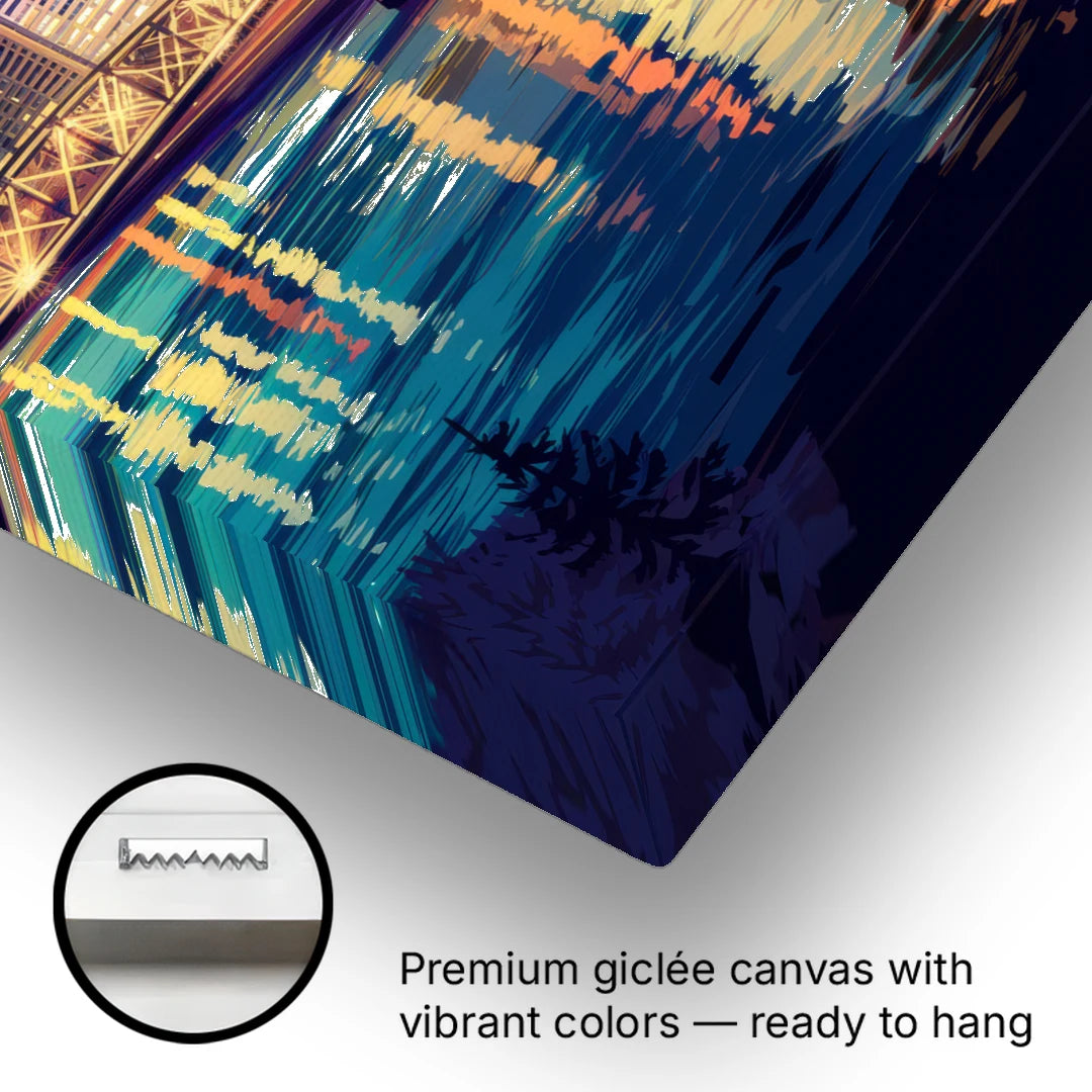 Portland Downtown Lights - Canvas Wall Art - Gallery Wrap Corner