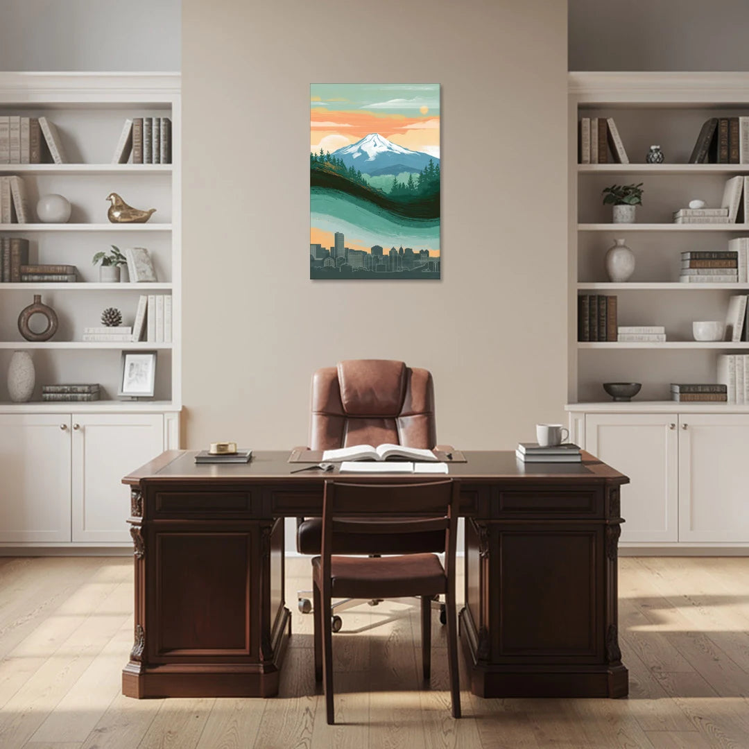 Portland Mount Hood View - Canvas Wall Art - Office - 24x36
