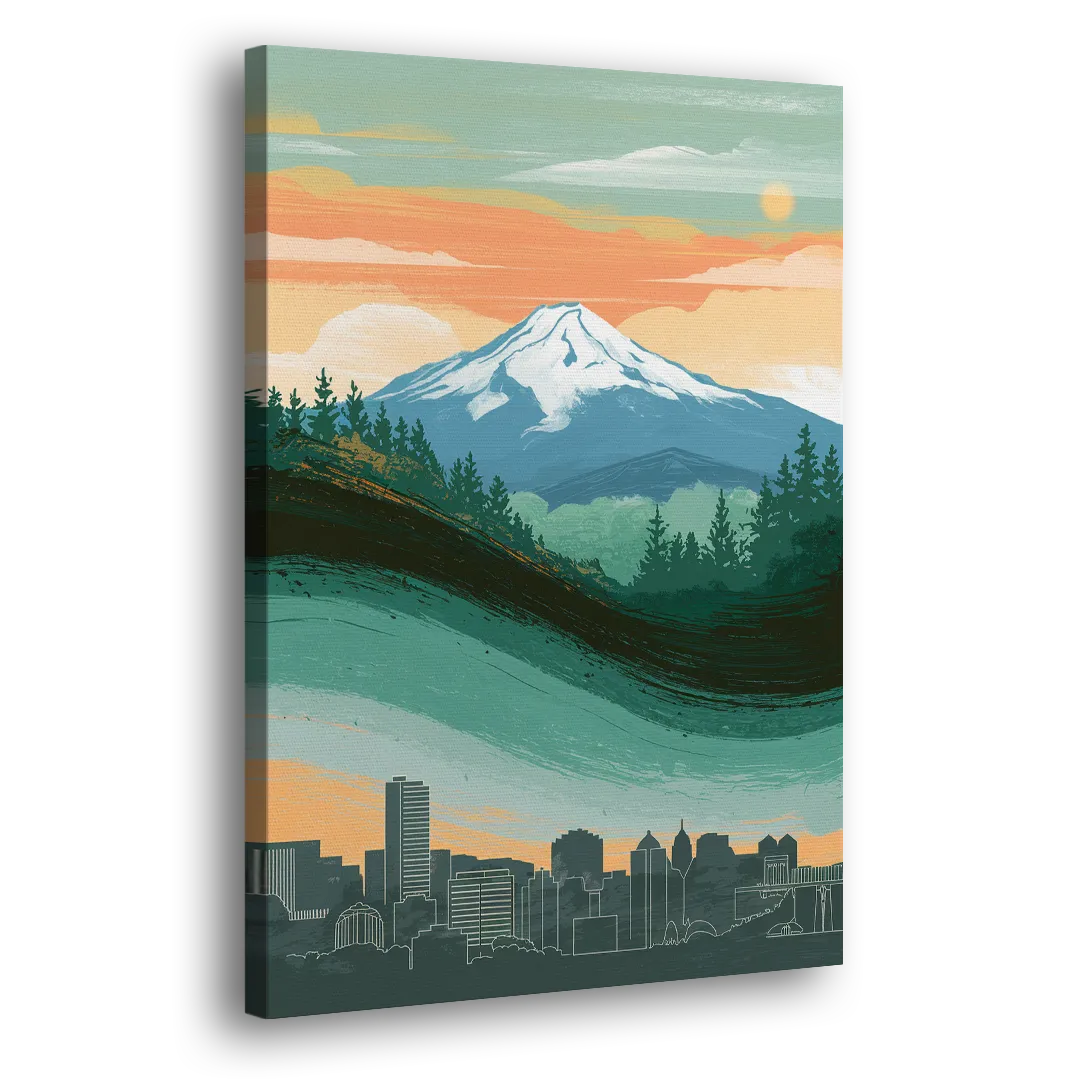 Portland Mount Hood View Side - Canvas Wall Art