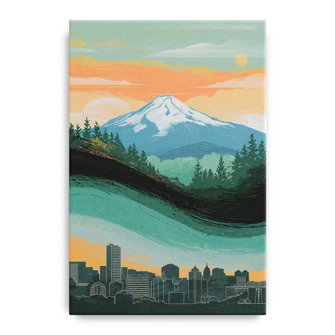 Portland Mount Hood View Front - Canvas Wall Art