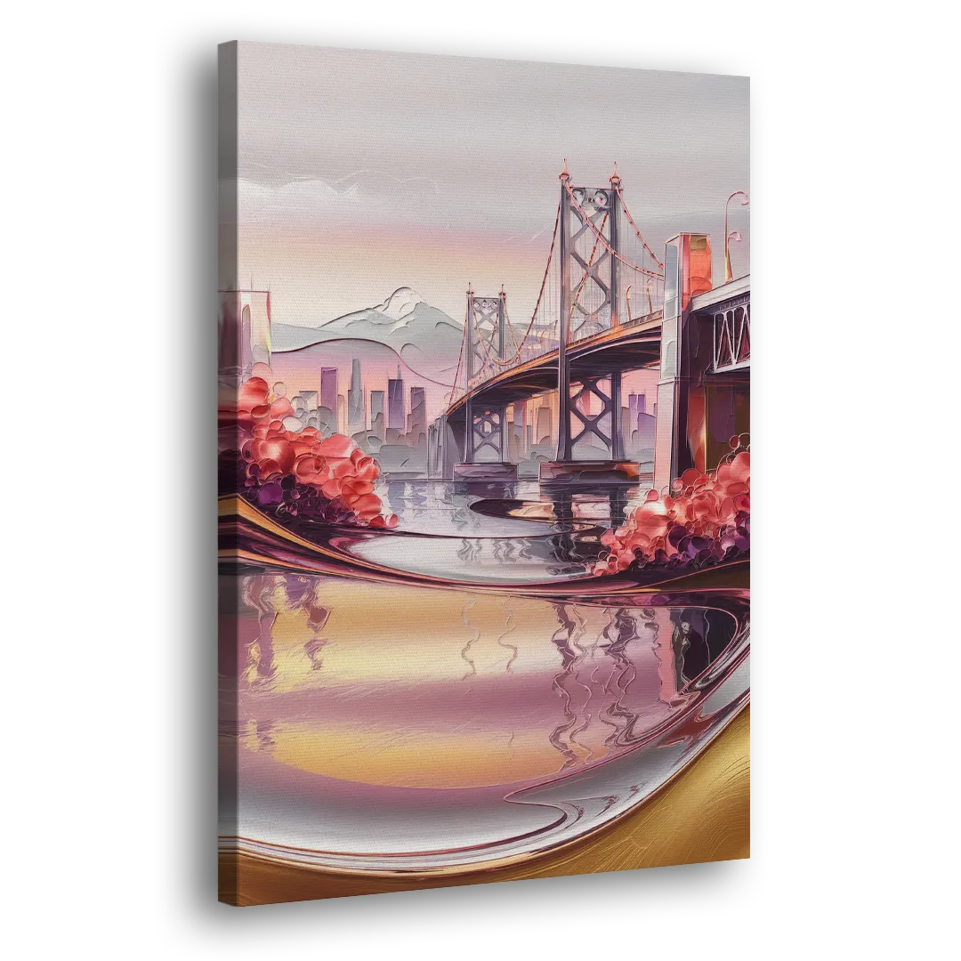 Portland Oregon Bridges Side - Canvas Wall Art