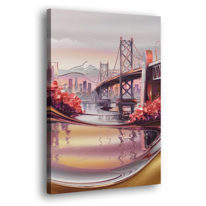 Portland Oregon Bridges Side - Canvas Wall Art