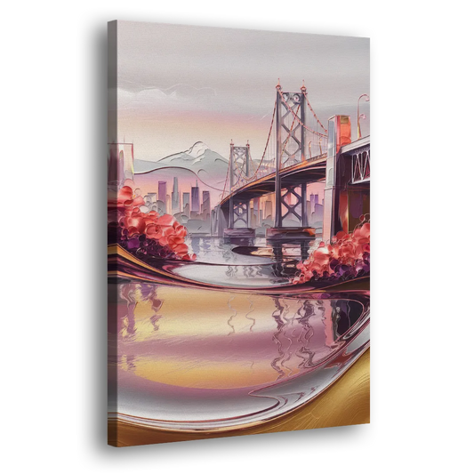 Portland Oregon Bridges Side - Canvas Wall Art