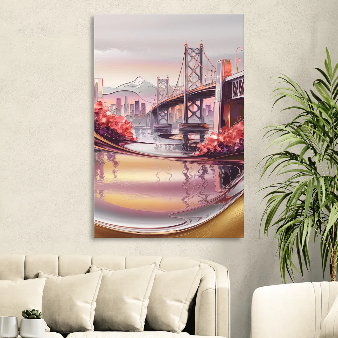 Portland Oregon Bridges Sitting Room - Canvas Wall Art