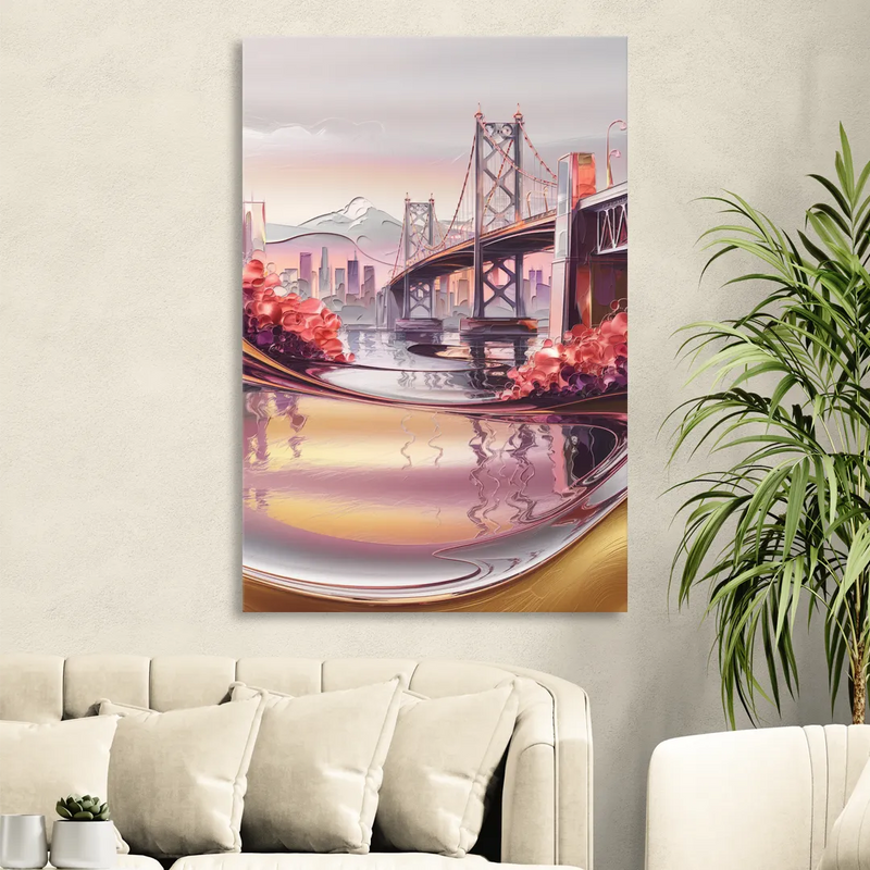 Portland Oregon Bridges Sitting Room - Canvas Wall Art