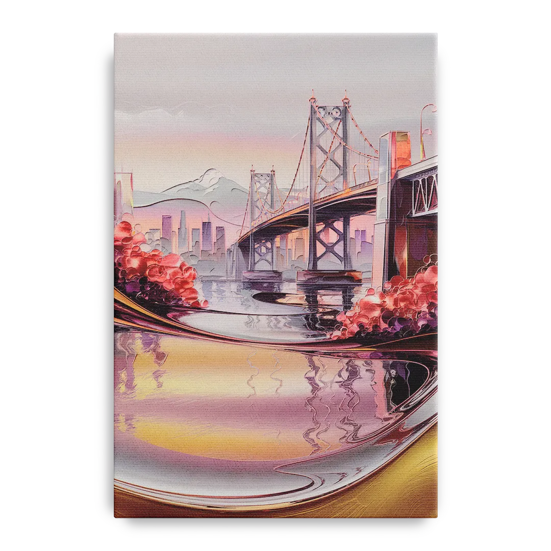 Portland Oregon Bridges Front - Canvas Wall Art