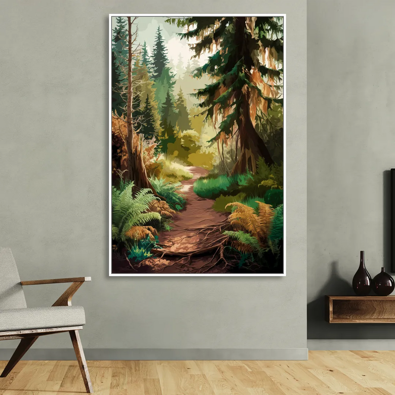 Portland Oregon Forests Sitting Room - White Canvas Wall Art