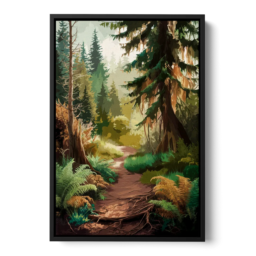 Portland Oregon Forests Front - Black Canvas Wall Art