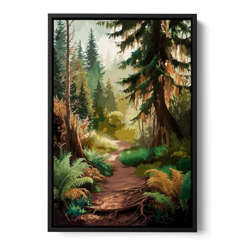 Portland Oregon Forests Front - Black Canvas Wall Art