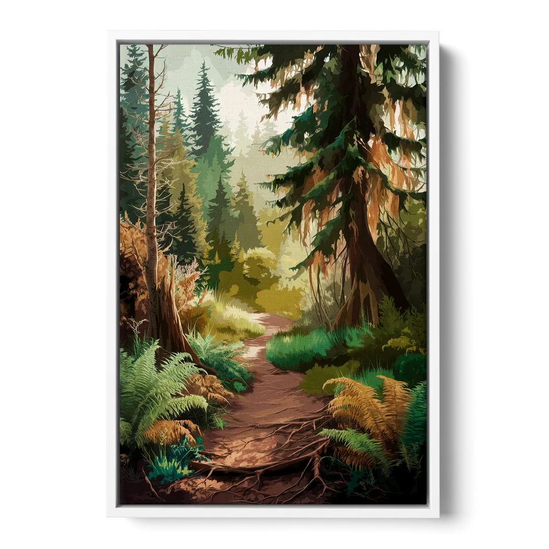 Portland Oregon Forests Front - White Canvas Wall Art