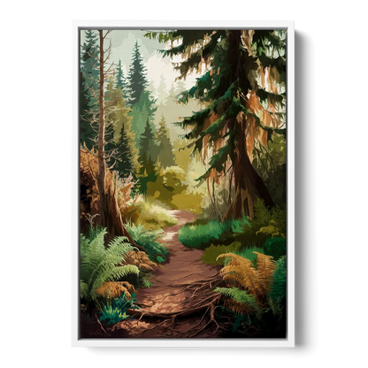 Portland Oregon Forests Front - White Canvas Wall Art