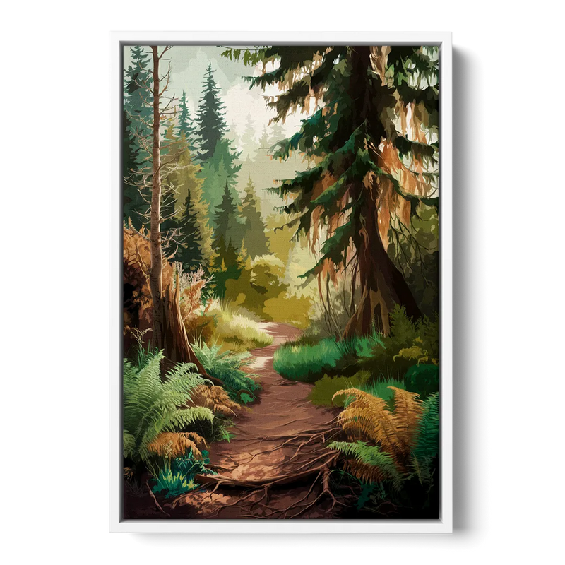 Portland Oregon Forests Front - White Canvas Wall Art