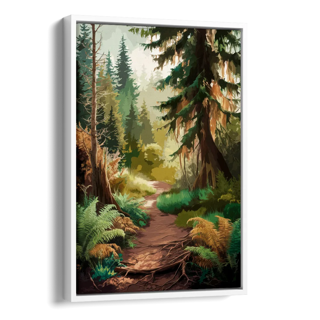 Portland Oregon Forests Side - White Canvas Wall Art