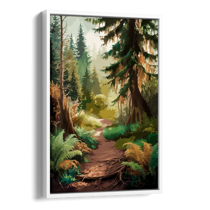 Portland Oregon Forests Side - White Canvas Wall Art