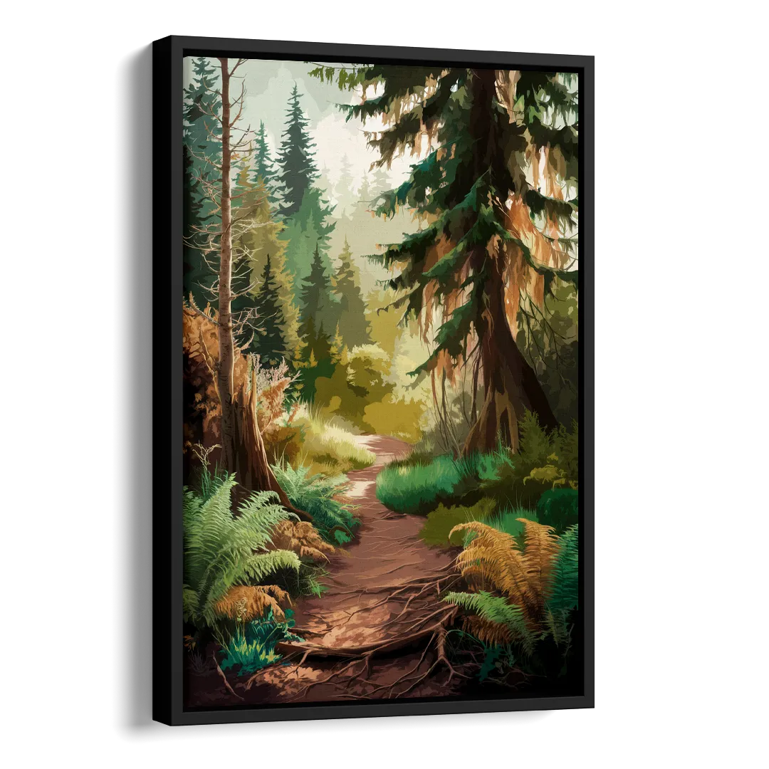 Portland Oregon Forests Side - Black Canvas Wall Art