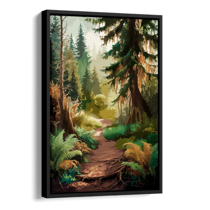 Portland Oregon Forests Side - Black Canvas Wall Art