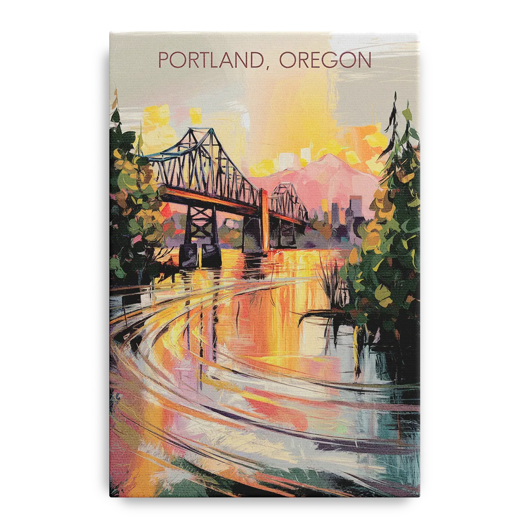 Portland Oregon Riverfront Front - Canvas Wall Art