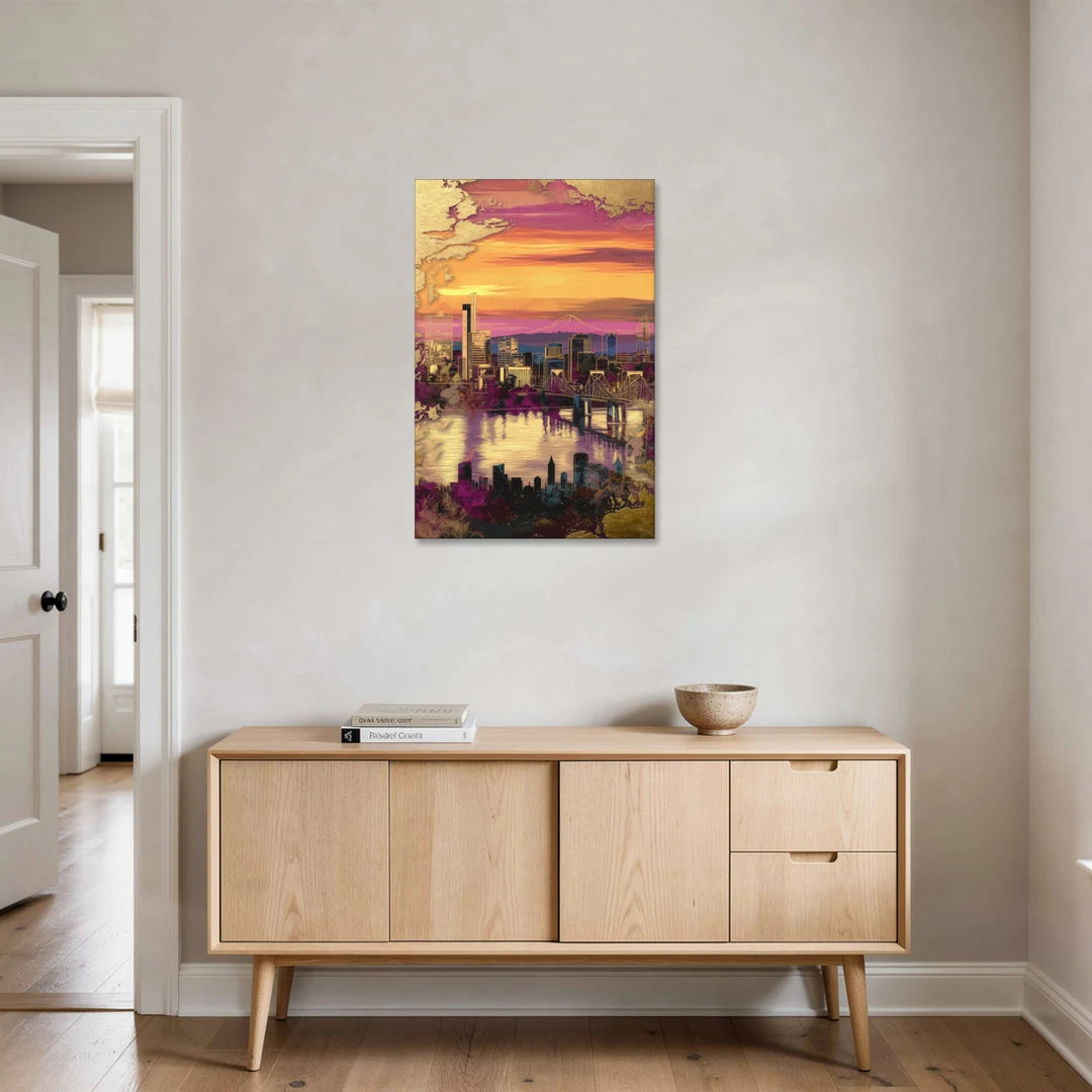 Portland Skyline Sunset - Canvas Wall Art - Coffee Table - 24x36