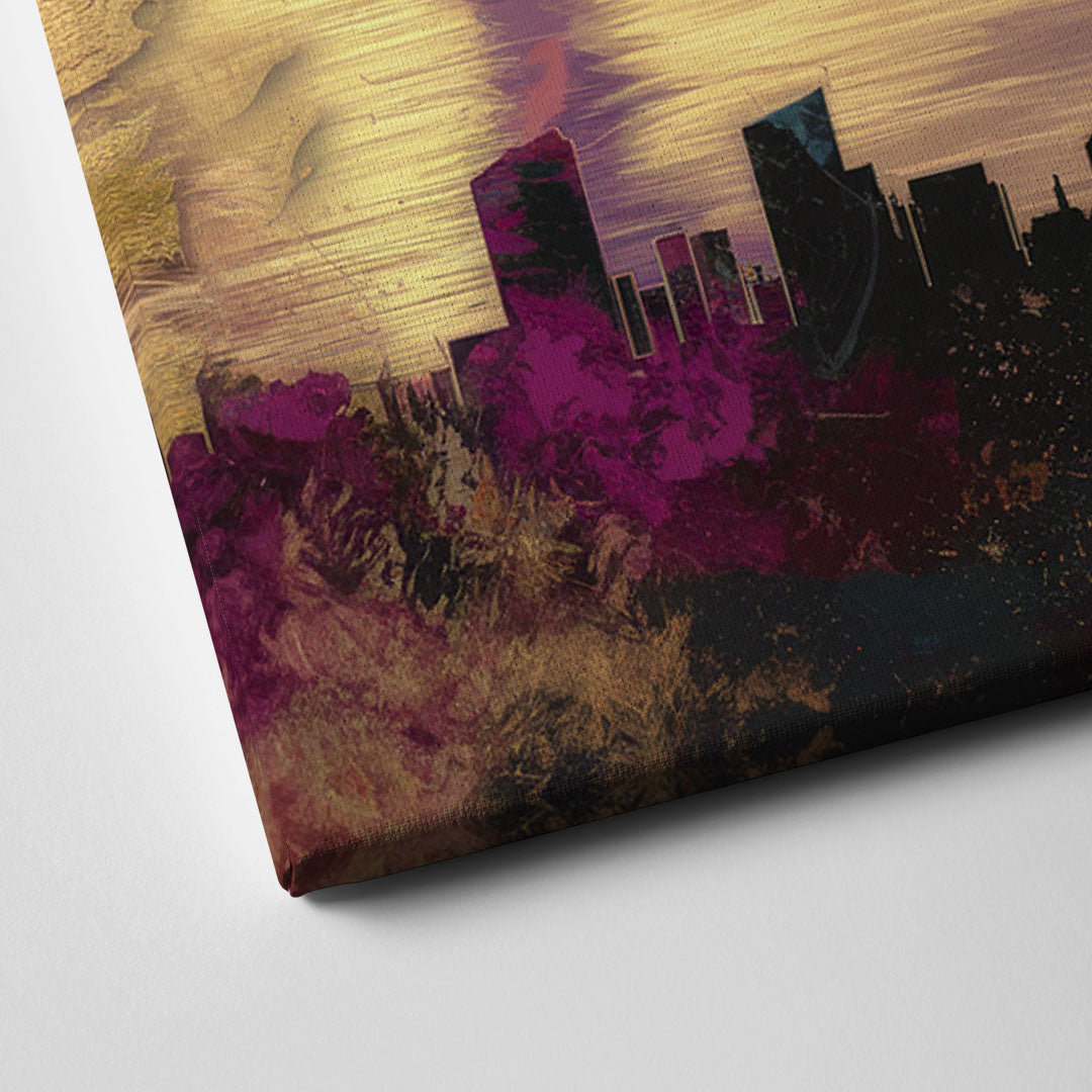 Portland Skyline Sunset Canvas Close Up