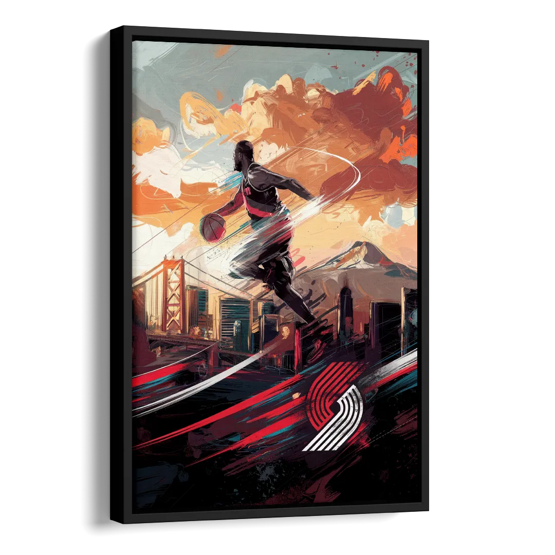 Portland Trail Blazers Fans Side - Black Canvas Wall Art