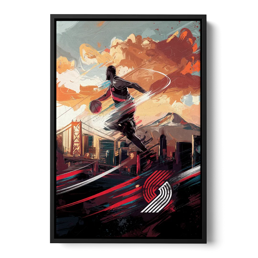 Portland Trail Blazers Fans Front - Black Canvas Wall Art