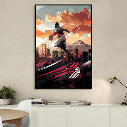 Portland Trail Blazers Fans Sitting Room - Black Canvas Wall Art