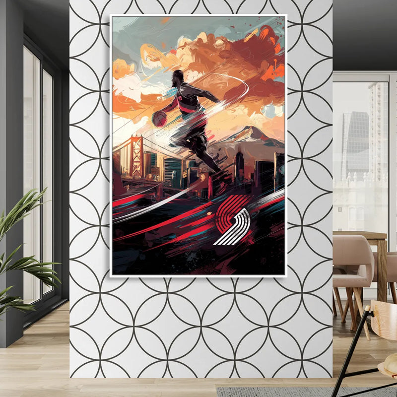 Portland Trail Blazers Fans Living Room - White Canvas Wall Art
