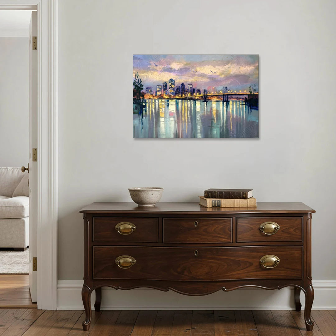 Portland Waterfront Reflection - Canvas Wall Art - Coffee Table - 36x24