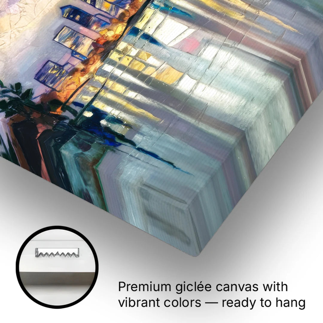 Portland Waterfront Reflection - Canvas Wall Art - Gallery Wrap Corner