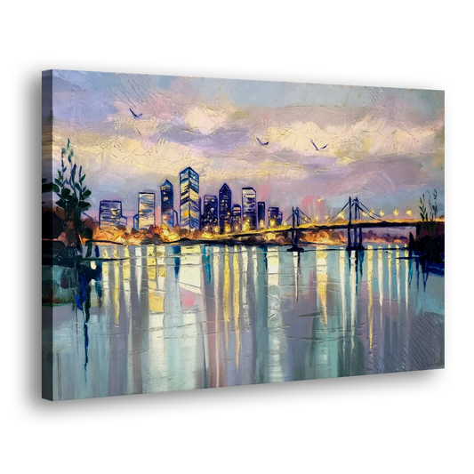Portland Waterfront Reflection Side - Canvas Wall Art