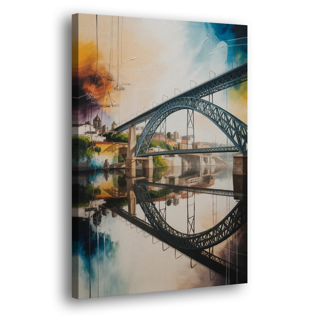 Porto Bridge Panorama Side - Canvas Wall Art