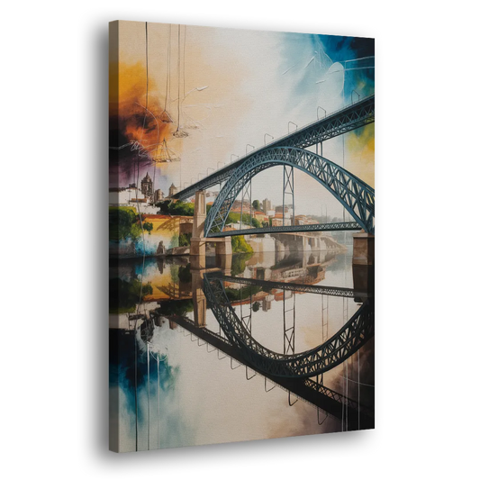 Porto Bridge Panorama Side - Canvas Wall Art