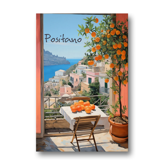 Positano Wall Art with an Orange Tree - Canvas Wall Art - Front